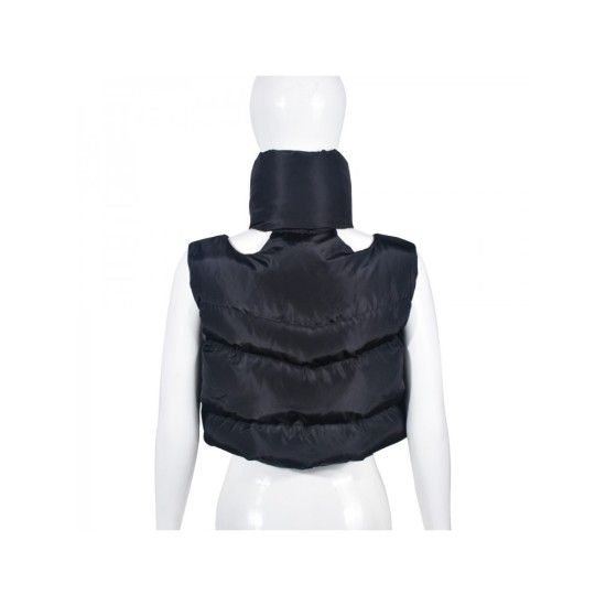 Stand-up Collar Zipper Sleeveless Padded Short Jacket