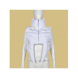 Stand-up Collar Zipper Sleeveless Padded Short Jacket