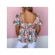 Summer Fashion Puff Short Sleeve Ruffled Tops