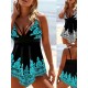 Swimwear Swimdresses Plus Size Swimsuit 2 Piece Printing Graphic Black Blue Bathing Suits Sports Summer