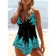 Swimwear Swimdresses Plus Size Swimsuit 2 Piece Printing Graphic Black Blue Bathing Suits Sports Summer