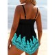 Swimwear Swimdresses Plus Size Swimsuit 2 Piece Printing Graphic Black Blue Bathing Suits Sports Summer