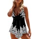 Swimwear Swimdresses Plus Size Swimsuit 2 Piece Printing Graphic Black Blue Bathing Suits Sports Summer