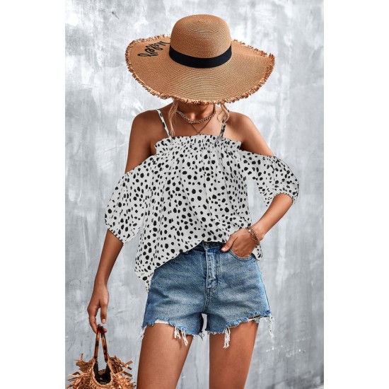 Puff Sleeve Printed Loose Beach Blouse For Women