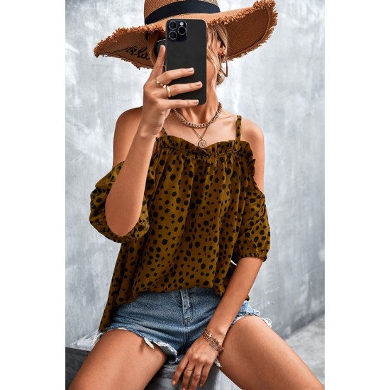 Puff Sleeve Printed Loose Beach Blouse For Women