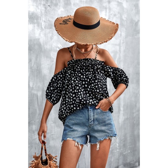 Puff Sleeve Printed Loose Beach Blouse For Women