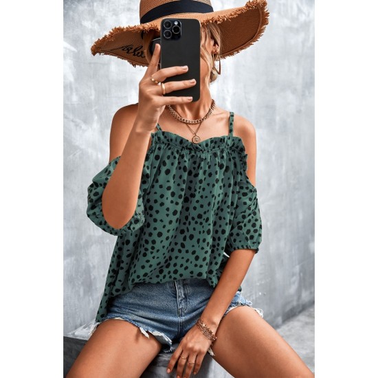 Puff Sleeve Printed Loose Beach Blouse For Women