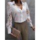 Spring Fashion Solid Lace Long Sleeve Blouse