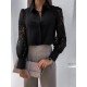 Spring Fashion Solid Lace Long Sleeve Blouse