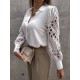 Spring Fashion Solid Lace Long Sleeve Blouse