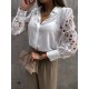 Spring Fashion Solid Lace Long Sleeve Blouse