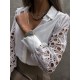 Spring Fashion Solid Lace Long Sleeve Blouse