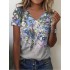 T shirt Tee Pink Blue Green Floral Print Short Sleeve Holiday Weekend Basic V Neck Regular Floral Painting S