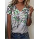 T shirt Tee Pink Blue Green Floral Print Short Sleeve Holiday Weekend Basic V Neck Regular Floral Painting S