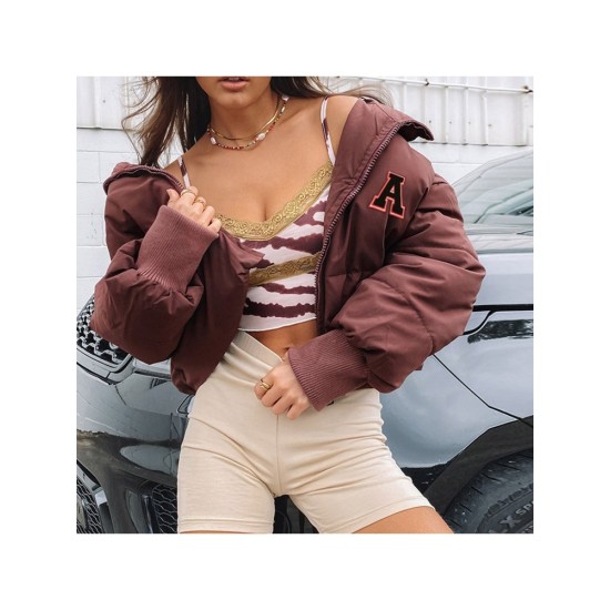 Casual Loose Letter Short Cotton Down Coats