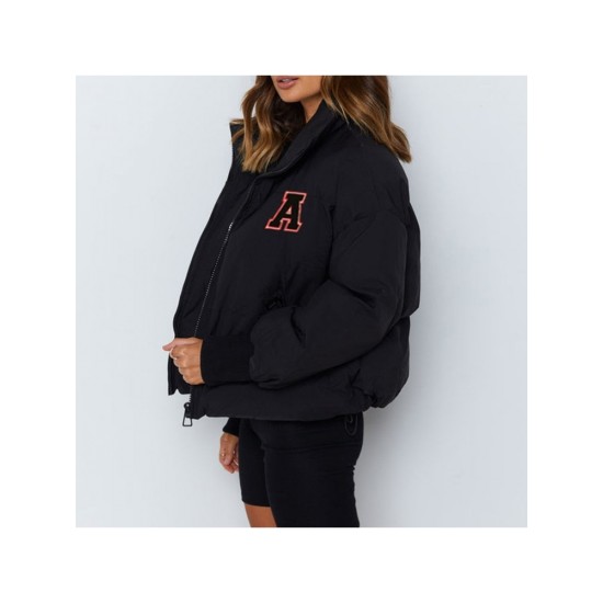 Casual Loose Letter Short Cotton Down Coats