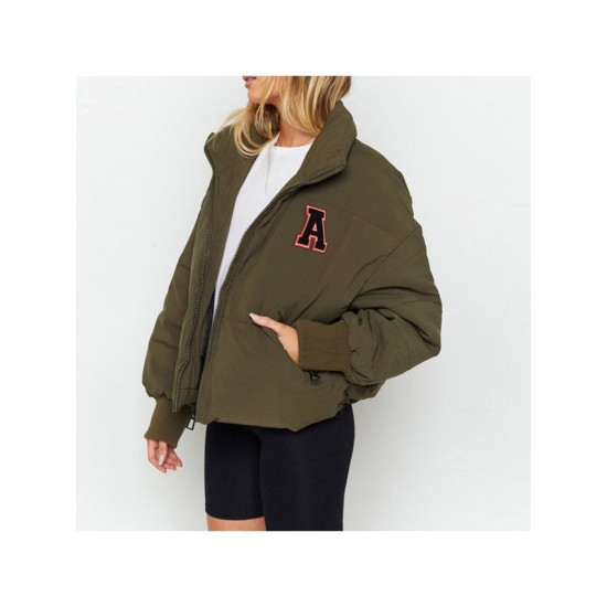 Casual Loose Letter Short Cotton Down Coats