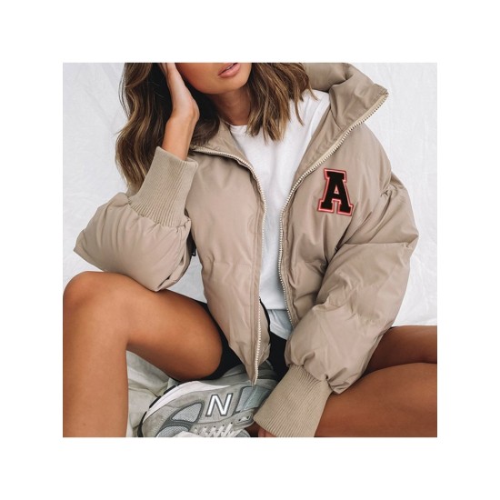 Casual Loose Letter Short Cotton Down Coats