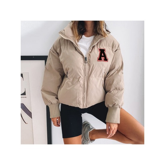 Casual Loose Letter Short Cotton Down Coats