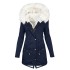 Womens Chic Thermal Parka Coat with Faux Fur Hood – Zip & Button Closure, Front Pockets, Ideal for Cold Weather