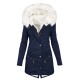 Womens Chic Thermal Parka Coat with Faux Fur Hood – Zip & Button Closure, Front Pockets, Ideal for Cold Weather