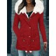 Womens Chic Thermal Parka Coat with Faux Fur Hood – Zip & Button Closure, Front Pockets, Ideal for Cold Weather