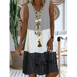 Shift Dress Midi Dress Black Yellow Pink Sleeveless Polka Dot Print Spring Summer Crew Neck Casual Weekend 2023 S M L XL XXL 3XL 4XL 5XL