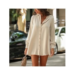 Women’s Solid Color Button Long Sleeve Blouses