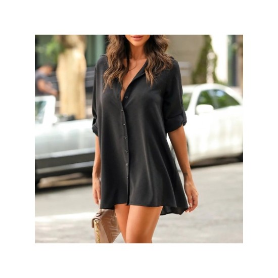 Women’s Solid Color Button Long Sleeve Blouses