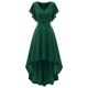 Elegant Knit Polyester Solid Color Women Midi Dress With V-Neck And Pleated Design For All Seasons –  Style Adult Fitted Dress – Mallcopilot fashion women's clothings and shoes outlet factory store