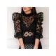 See-through Polka Dots Puff Sleeve Ladies Top