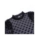 See-through Polka Dots Puff Sleeve Ladies Top