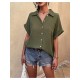 Casual Pure Color Short Sleeve Blouses For Women