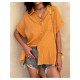 Casual Pure Color Short Sleeve Blouses For Women