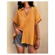 Casual Pure Color Short Sleeve Blouses For Women