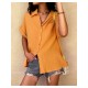 Casual Pure Color Short Sleeve Blouses For Women