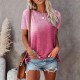 T shirt Tee Pocket Tie Dye Gradient Color Basic Round Neck T-shirt Sleeve Regular Summer turmeric Light Green Pink Purple Grey