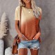 T shirt Tee Pocket Tie Dye Gradient Color Basic Round Neck T-shirt Sleeve Regular Summer turmeric Light Green Pink Purple Grey