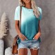 T shirt Tee Pocket Tie Dye Gradient Color Basic Round Neck T-shirt Sleeve Regular Summer turmeric Light Green Pink Purple Grey