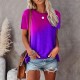 T shirt Tee Pocket Tie Dye Gradient Color Basic Round Neck T-shirt Sleeve Regular Summer turmeric Light Green Pink Purple Grey