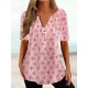 T shirt Tee White Yellow Pink Floral Button Print Short Sleeve Holiday Weekend Tunic Basic Round Neck Regular Floral Painting S