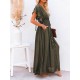 Long Dress Maxi Dress Casual Dress Swing Dress Pure Color Fashion Casual Outdoor Daily Vacation Ruffle Backless Short Sleeve V Neck Dress Loose Fit Green Black White Spring Summer One Size