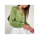 Fashion Solid Long Sleeve Drape Satin Blouses