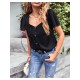 Solid Color Square Neck Ruffled Sleeve Ladies Top