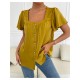 Solid Color Square Neck Ruffled Sleeve Ladies Top