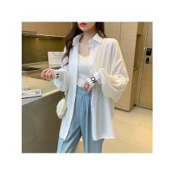 Summer Chiffon White Letter Long Sleeve Blouses