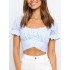 Tie Wrap Designer Puff Sleeve Cropped Tops