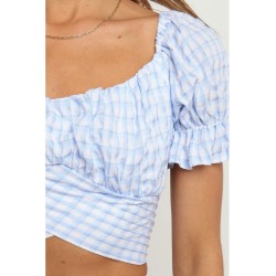 Tie Wrap Designer Puff Sleeve Cropped Tops