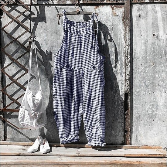 Casual Streetwear School Casual DailyBlack and white plaid Blue and white plaid Yellow plaid Loose Overall Stripes Lattice