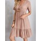 Casual Dress Shift Dress Plain Dress Plain Ruffle V Neck Midi Dress Basic Classic Outdoor Daily Short Sleeve Loose Fit Black Pink Red Spring Summer S M L XL XXL